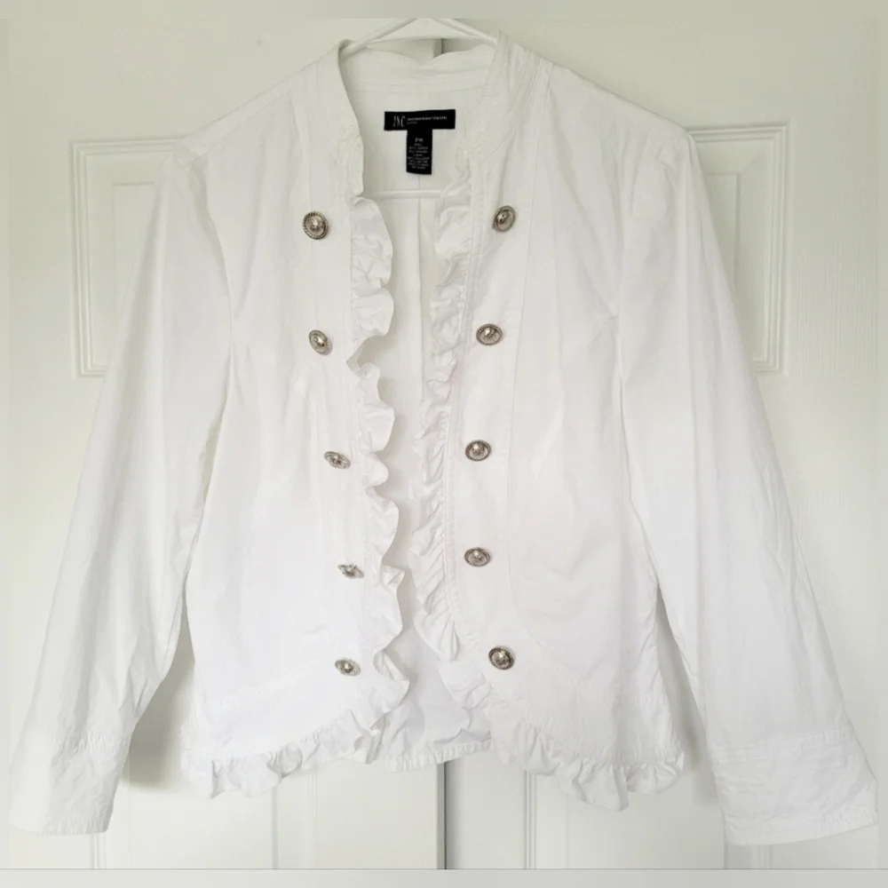 INC International Concepts Women Jacket Open Front Stretch Cotton White Medium P - Picture 14 of 16